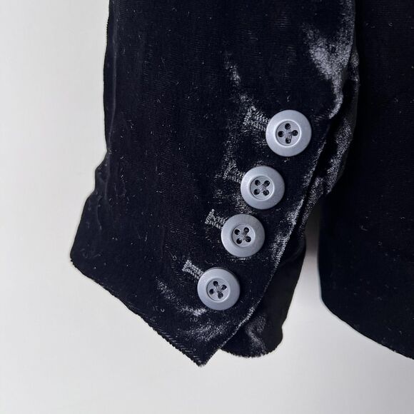 Sundance Monte Rosa Blazer Womens 6 Black Velvet Button Floral Jacket Silk NEW - Picture 9 of 15